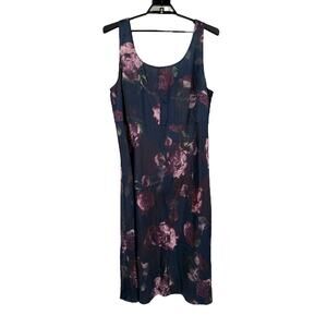 Vince floral night garden square neck satin slipdress midi dress size 20